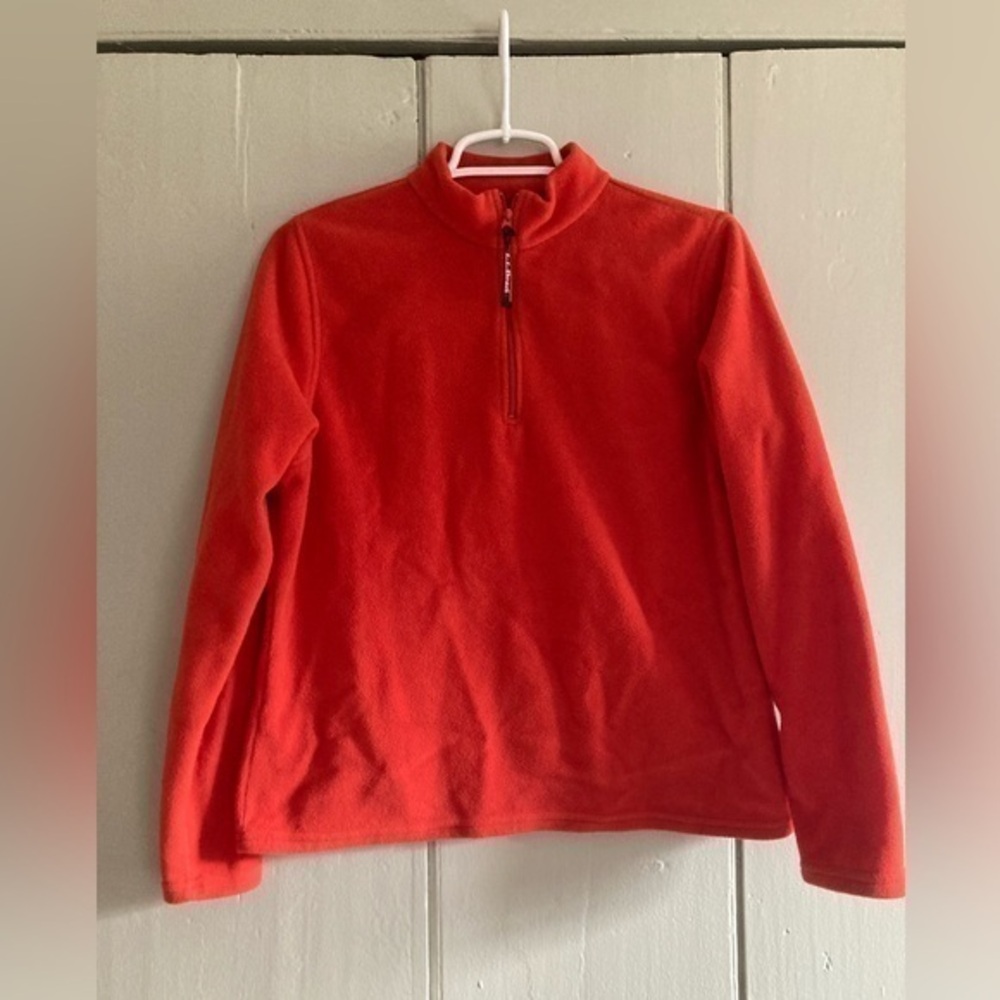 L.L. Bean Orange 1/4-Zip Polartec Fleece Pullover Jacket Women's M